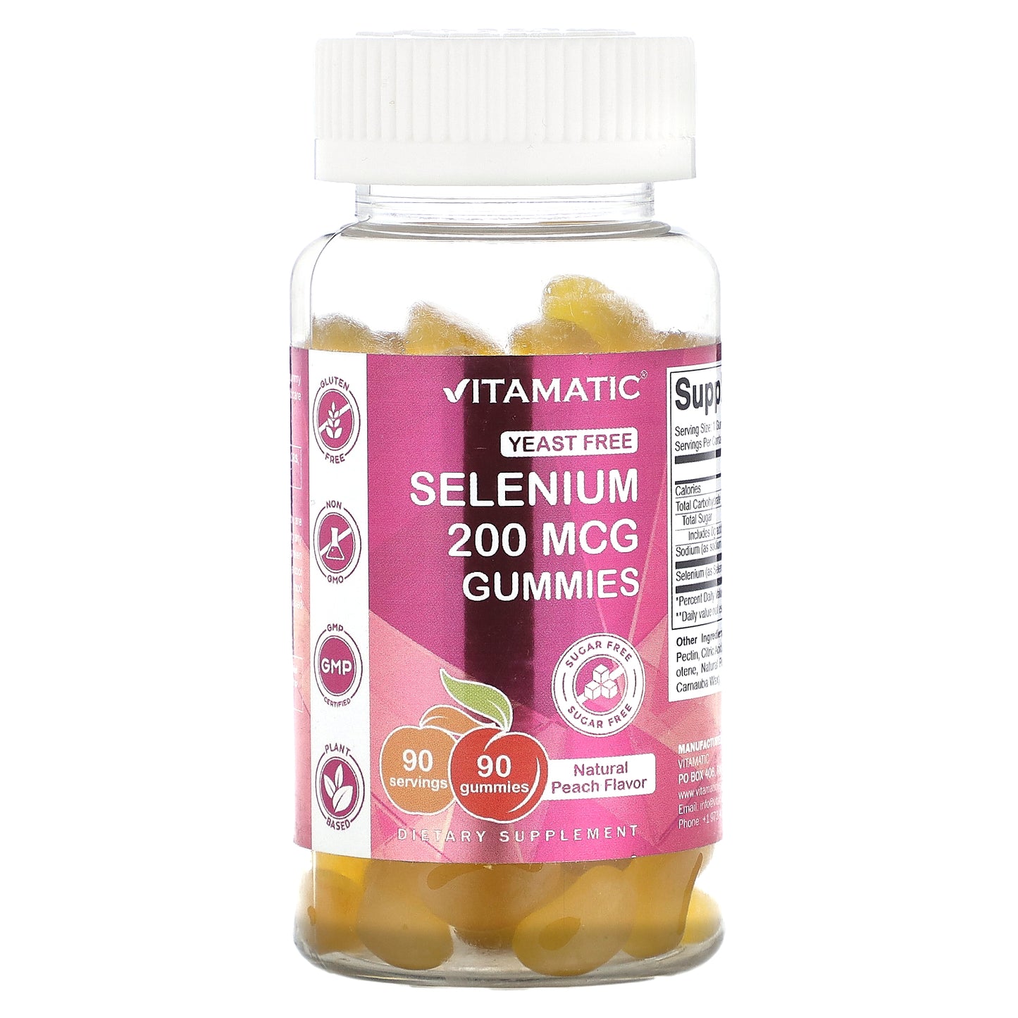 Vitamatic, Selenium, Natural Peach, 200 mcg, 90 Gummies