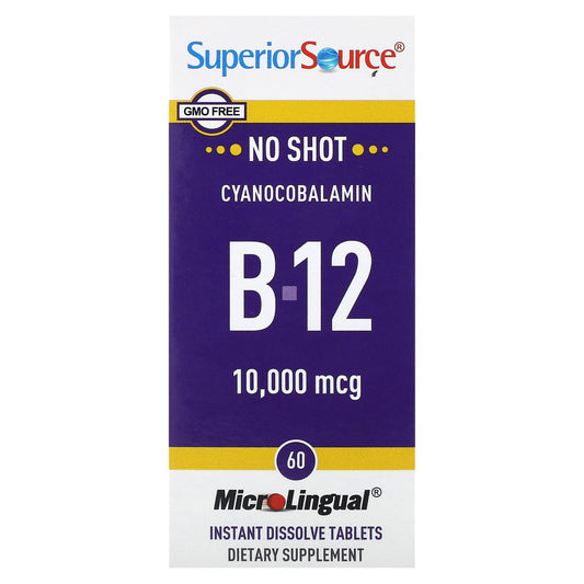 Superior Source, Cyanocobalamin B-12, 10,000 mcg, 60 MicroLingual Instant Dissolve Tablets