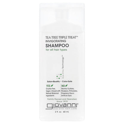 Giovanni, Tea Tree Triple Treat™, Invigorating Shampoo, For All Hair Types, 2 fl oz (60 ml)