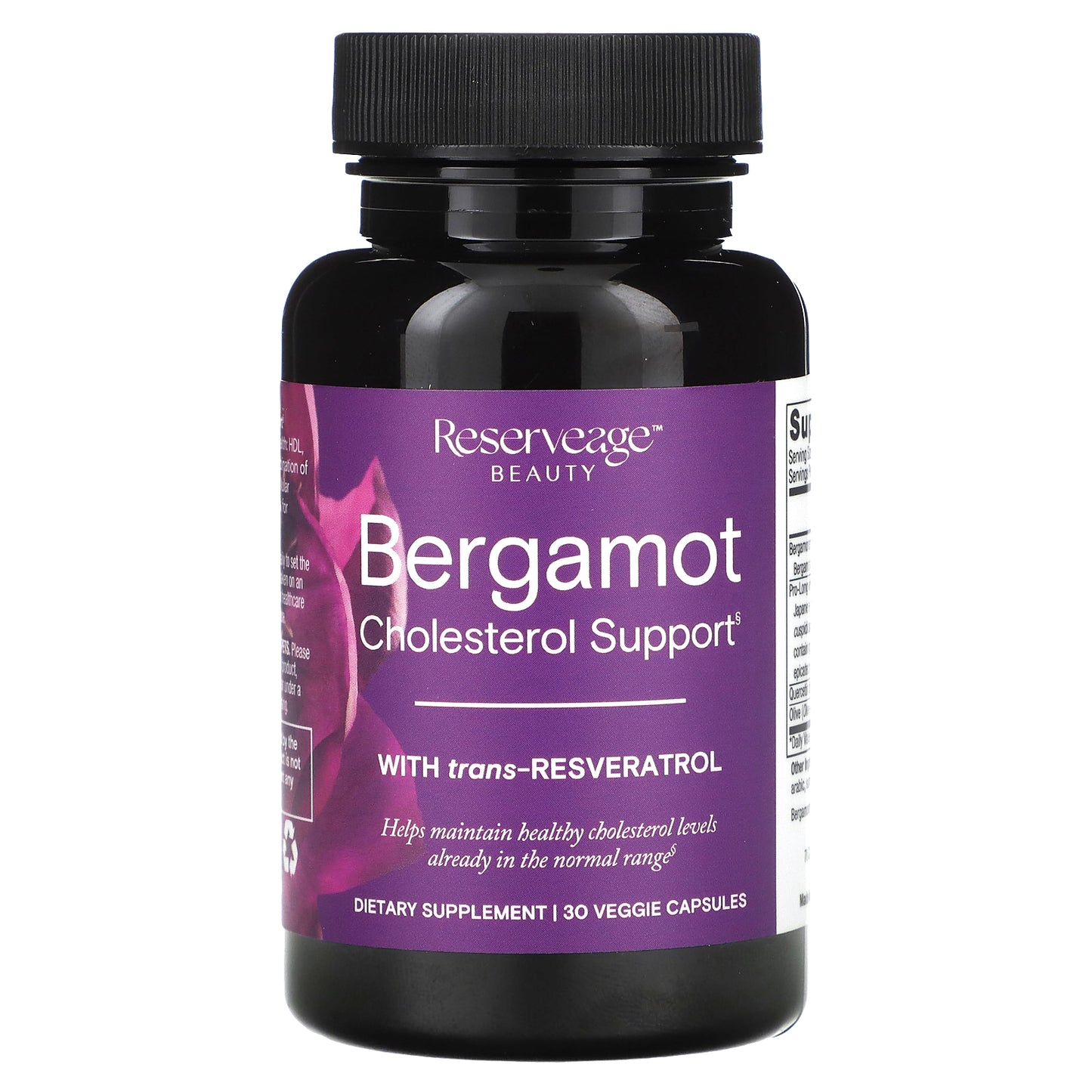 Reserveage Beauty, Bergamot Cholesterol Support, 30 Veggie Capsules