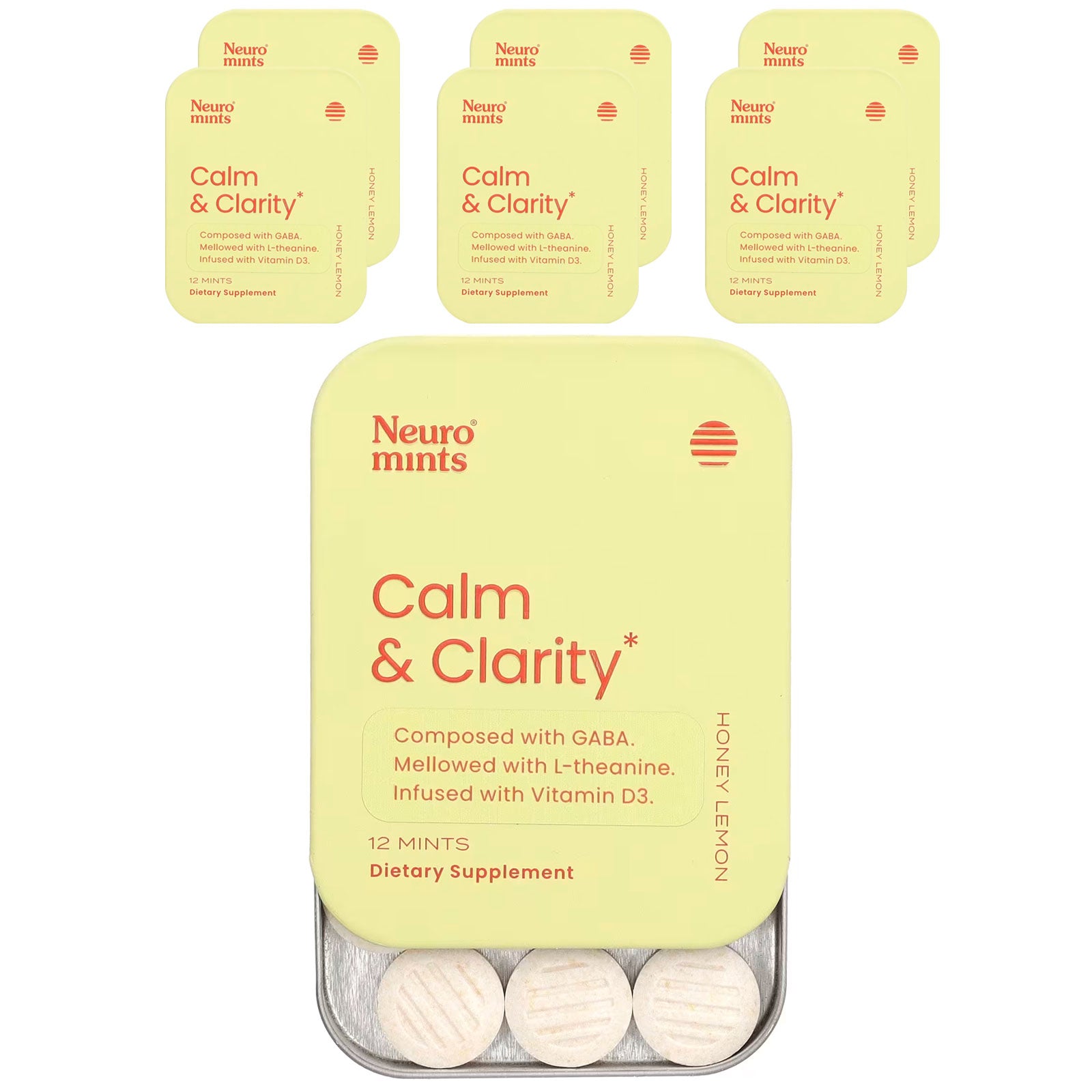 NeuroGum, NeuroMints, Calm & Clarity, Honey Lemon, 6 Packs, 12 Pieces Each