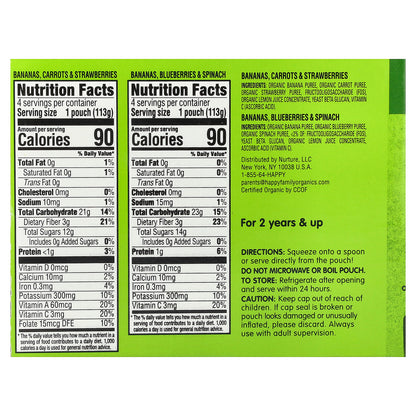 Happy Family Organics, Happy Tot®, Super Bellies™, For 2+ Years, Organic Fruit & Veggie Blend, Variety Pack, 8 Pack, 4 oz (113 g) Each