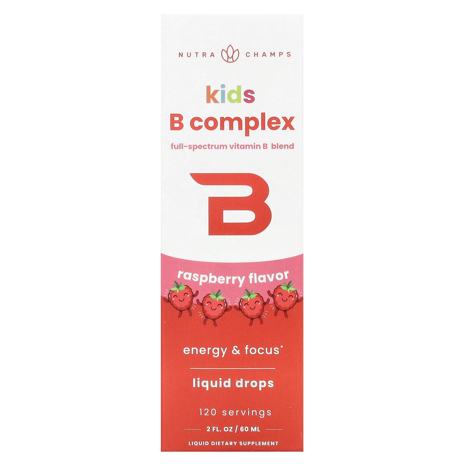 NutraChamps, Kids B Complex, Raspberry, 2 fl oz (60 ml)