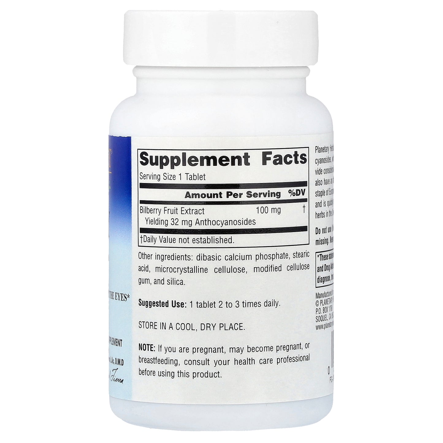 Planetary Herbals, Bilberry Vision™, 100 mg, 60 Tablets