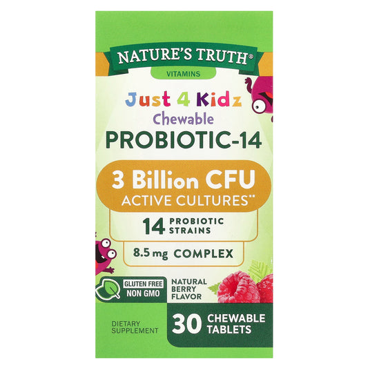 Nature's Truth, Just 4 Kidz, Chewable Probiotic-14, Natural Berry , 3 Billion CFU , 30 Chewable Tablets