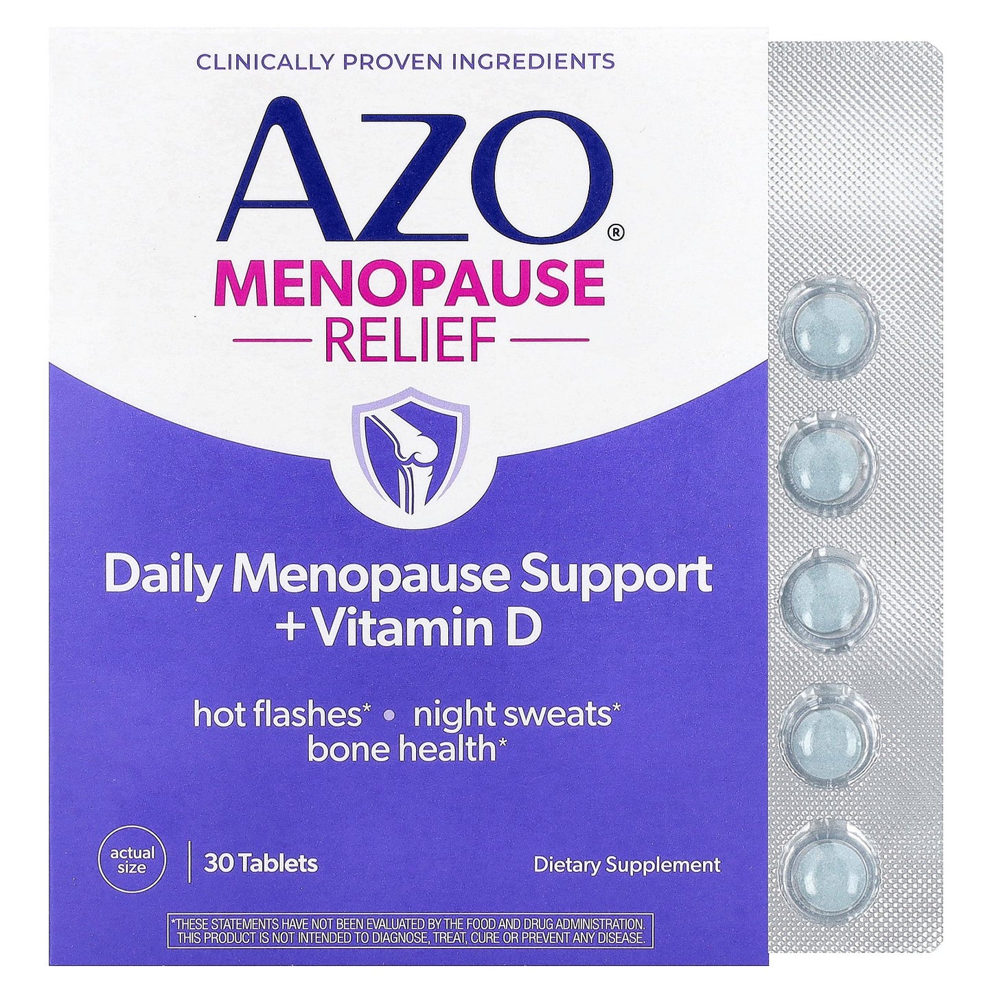 AZO, Menopause Relief, Daily Menopause Support + Vitamin D, 30 Tablets