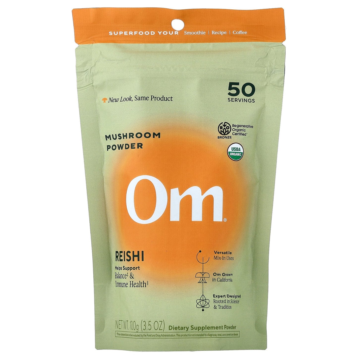 Om Mushrooms, Mushroom Powder, Reishi, 3.5 oz (100 g)