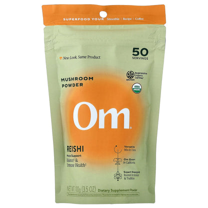 Om Mushrooms, Mushroom Powder, Reishi, 3.5 oz (100 g)
