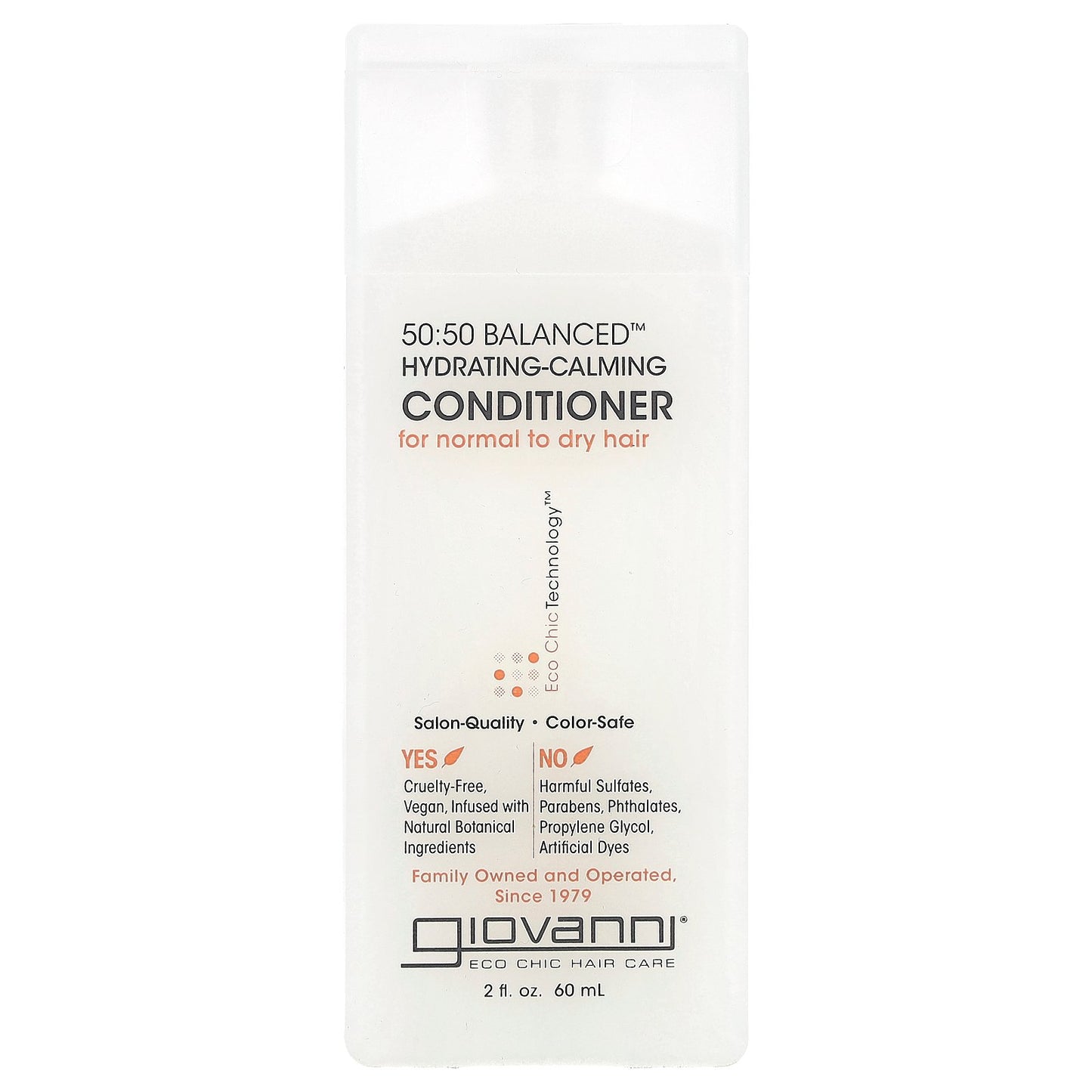 Giovanni, 50:50 Balanced™, Hydrating-Calming Conditioner, For Normal to Dry Hair, 2 fl oz (60 ml)