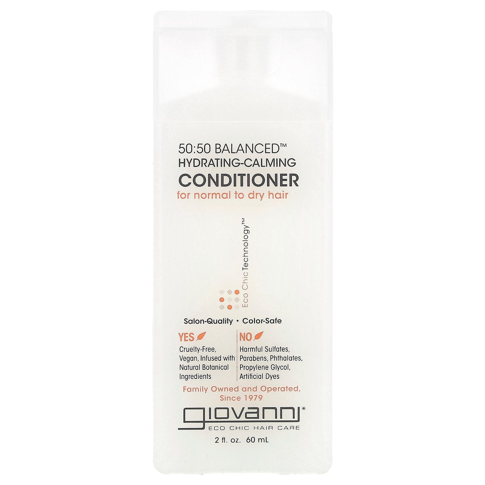 Giovanni, 50:50 Balanced™, Hydrating-Calming Conditioner, For Normal to Dry Hair, 2 fl oz (60 ml)