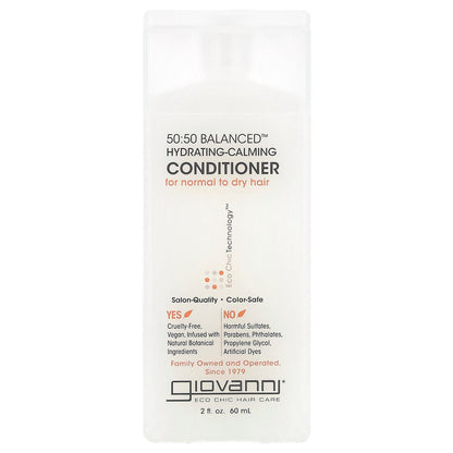 Giovanni, 50:50 Balanced™, Hydrating-Calming Conditioner, For Normal to Dry Hair, 2 fl oz (60 ml)