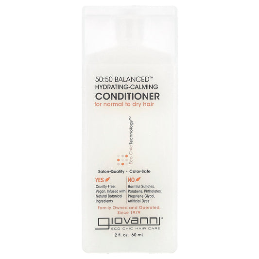 Giovanni, 50:50 Balanced™, Hydrating-Calming Conditioner, For Normal to Dry Hair, 2 fl oz (60 ml)
