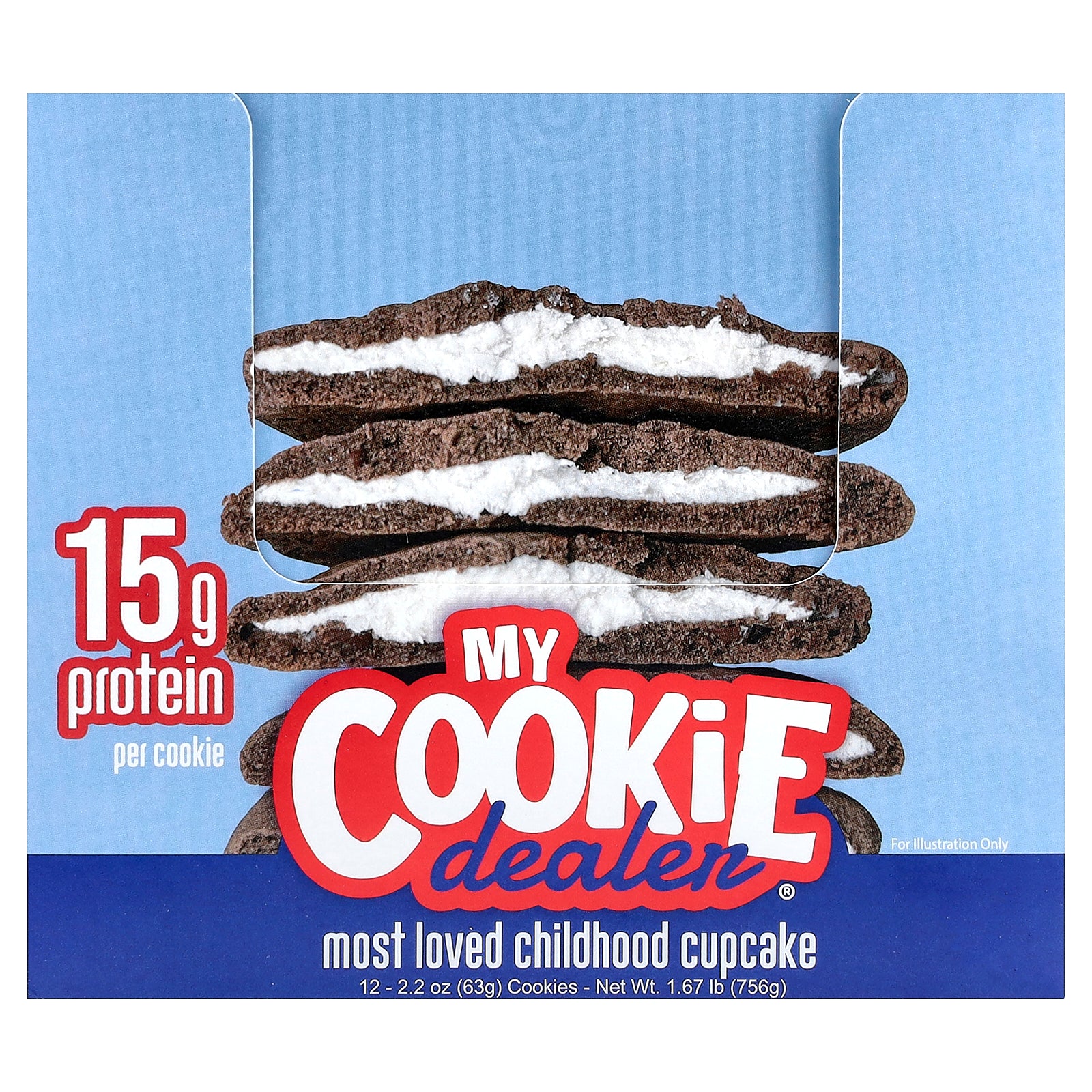 My Cookie Dealer Protein, Protein Cookie, Most Loved Childhood Cupcake, 12 Cookies, 2.2 oz (63 g) Each