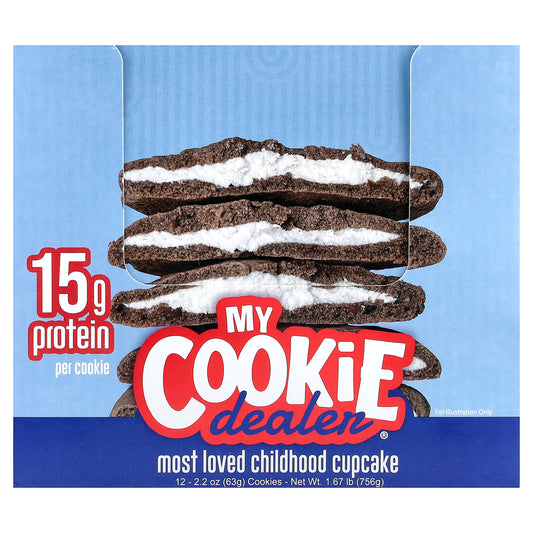 My Cookie Dealer Protein, Protein Cookie, Most Loved Childhood Cupcake, 12 Cookies, 2.2 oz (63 g) Each