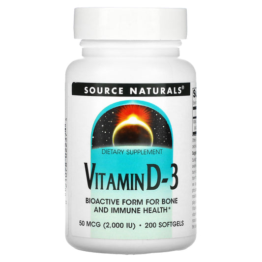 Source Naturals, Vitamin D-3, 50 mcg (2,000 IU), 200 Softgels