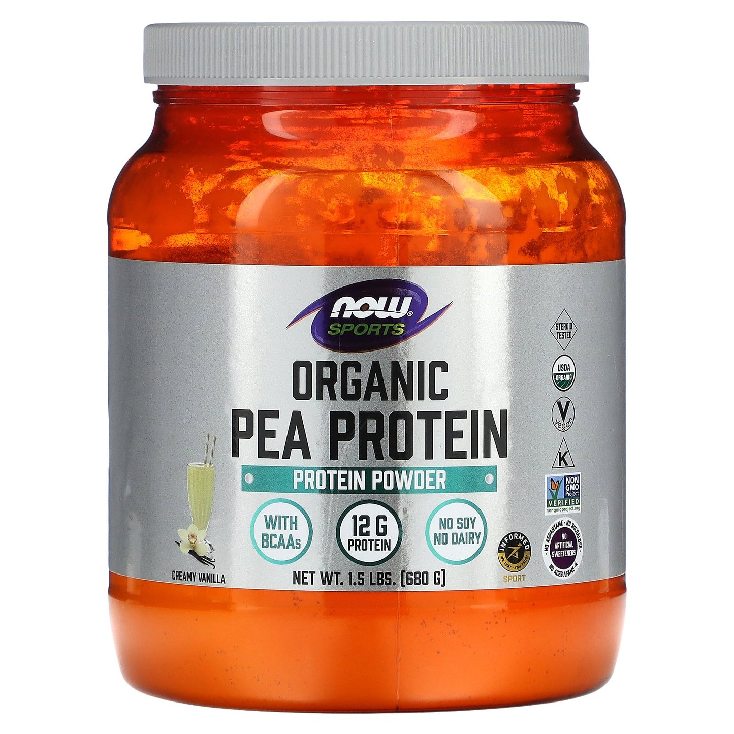 NOW Foods, Sports, Organic Pea Protein, Creamy Vanilla, 1.5 lbs (680 g)