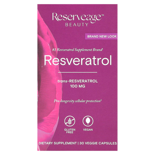 Reserveage Beauty, Resveratrol, 30 Veggie Capsules