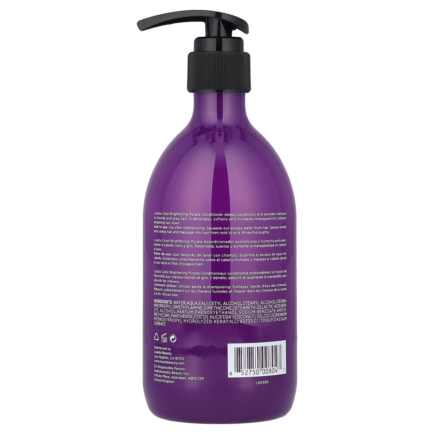Luseta Beauty, Color Brightening, Purple Conditioner, For Blonde & Gray Hair, 16.9 fl oz (500 ml)