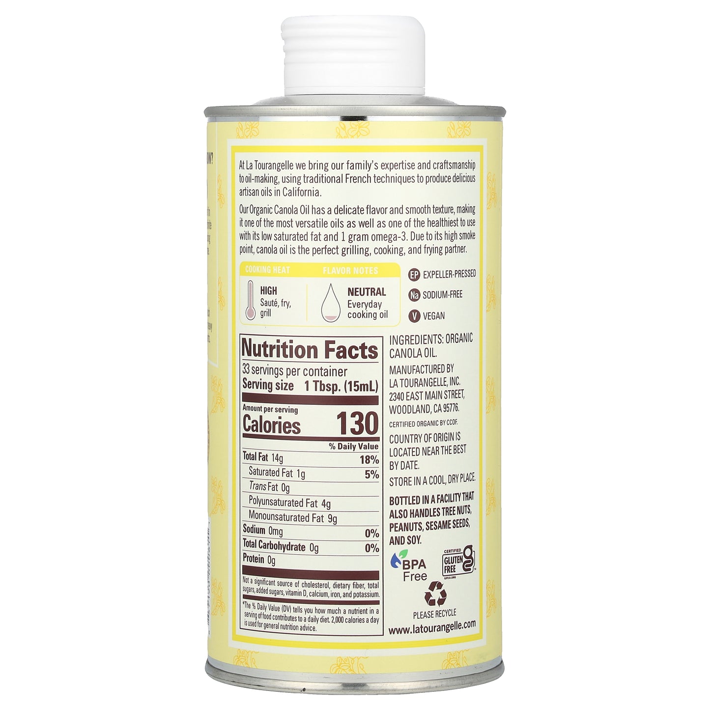 La Tourangelle, Organic Canola Oil, 16.9 fl oz (500 ml)