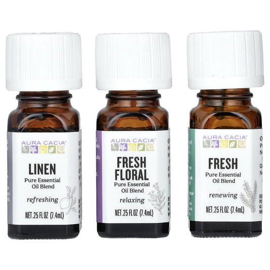 Aura Cacia, Fresh Home, Pure Essential Oil Blends, 3 Bottles, 0.25 fl oz (7.4 ml) Each