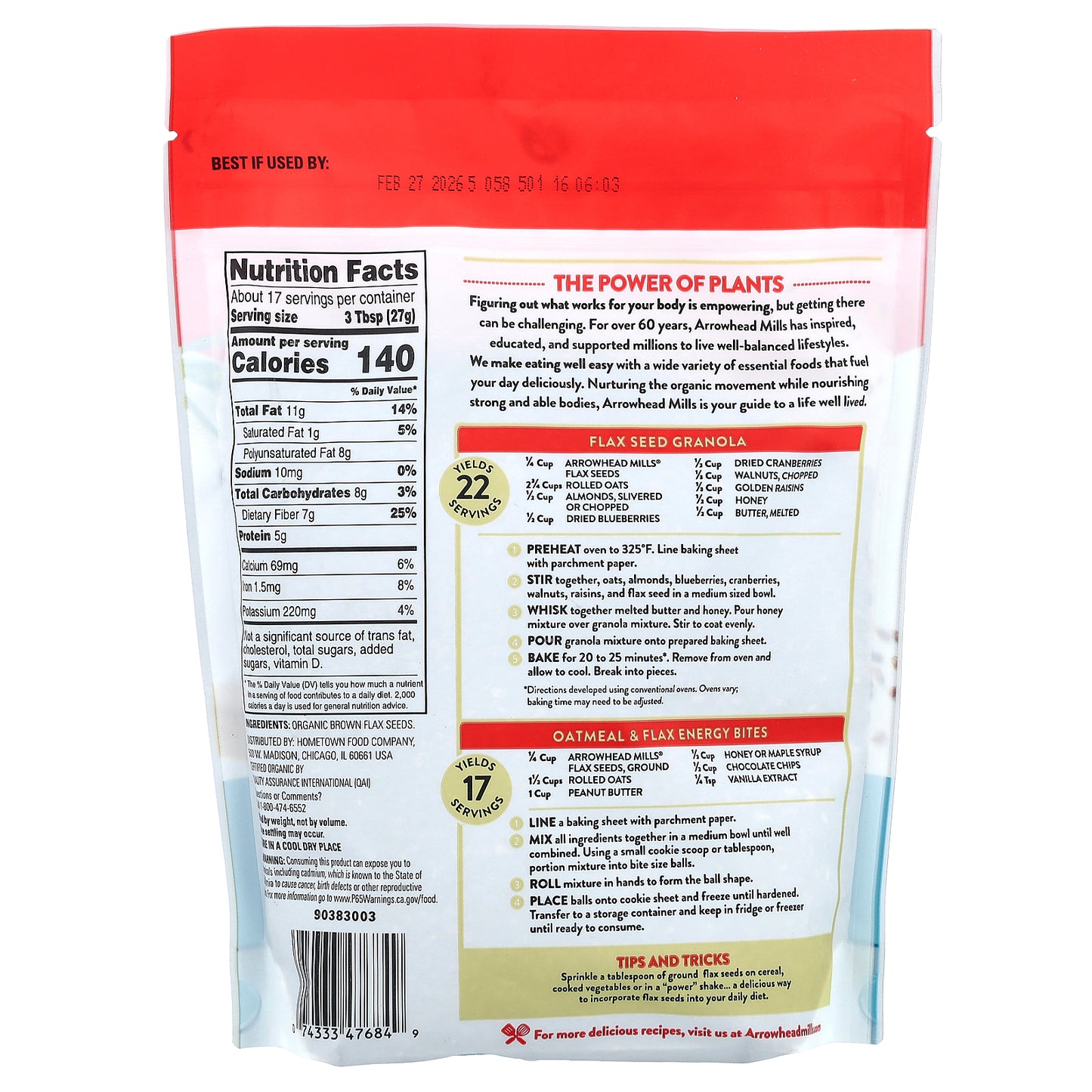 Arrowhead Mills, Organic Flax Seeds, Gluten Free, 1 lb (453 g)