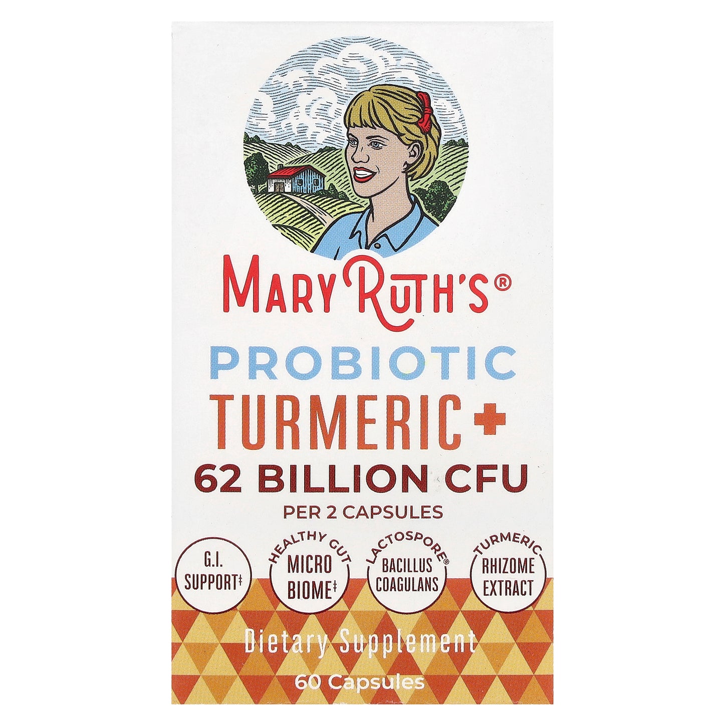 MaryRuth's, Probiotic Turmeric +, 62 Billion CFU, 60 Capsules (31 Billion CFU per Capsule)