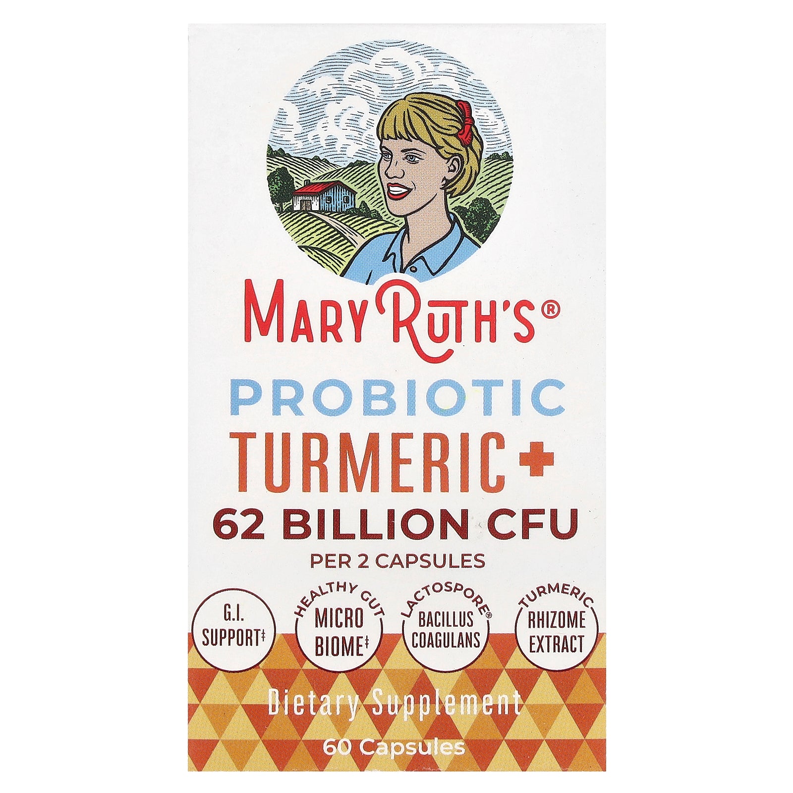 MaryRuth's, Probiotic Turmeric +, 62 Billion CFU, 60 Capsules (31 Billion CFU per Capsule)