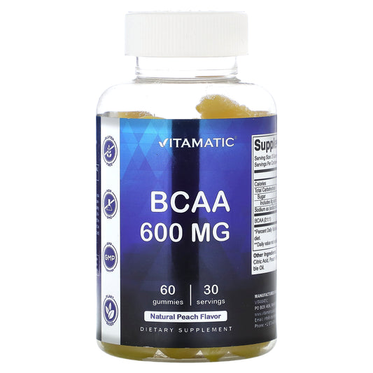 Vitamatic, BCAA, Natural Peach, 600 mg, 60 Gummies (300 mg per Gummy)