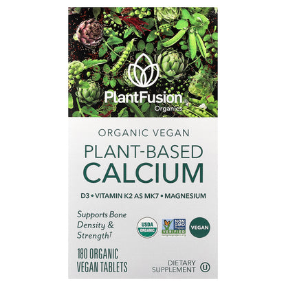 PlantFusion, Organic Vegan Plant-Based Calcium, 180 Organic Vegan Tablets