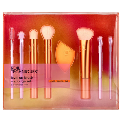 Real Techniques, Level Up Brush + Sponge Set, 8 Piece Set