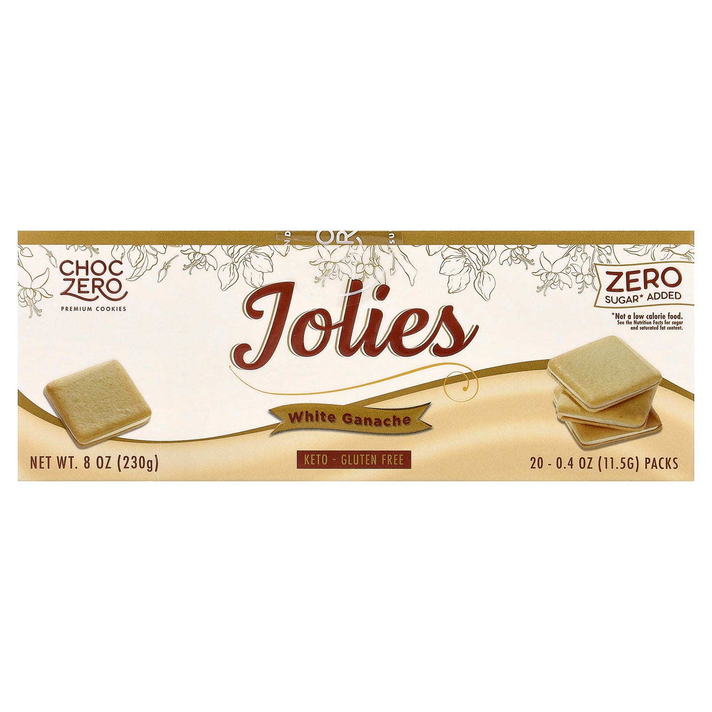 ChocZero, Premium Cookies, Jolies, White Ganache, 20 Packs, 0.4 oz (11.5 g) Each
