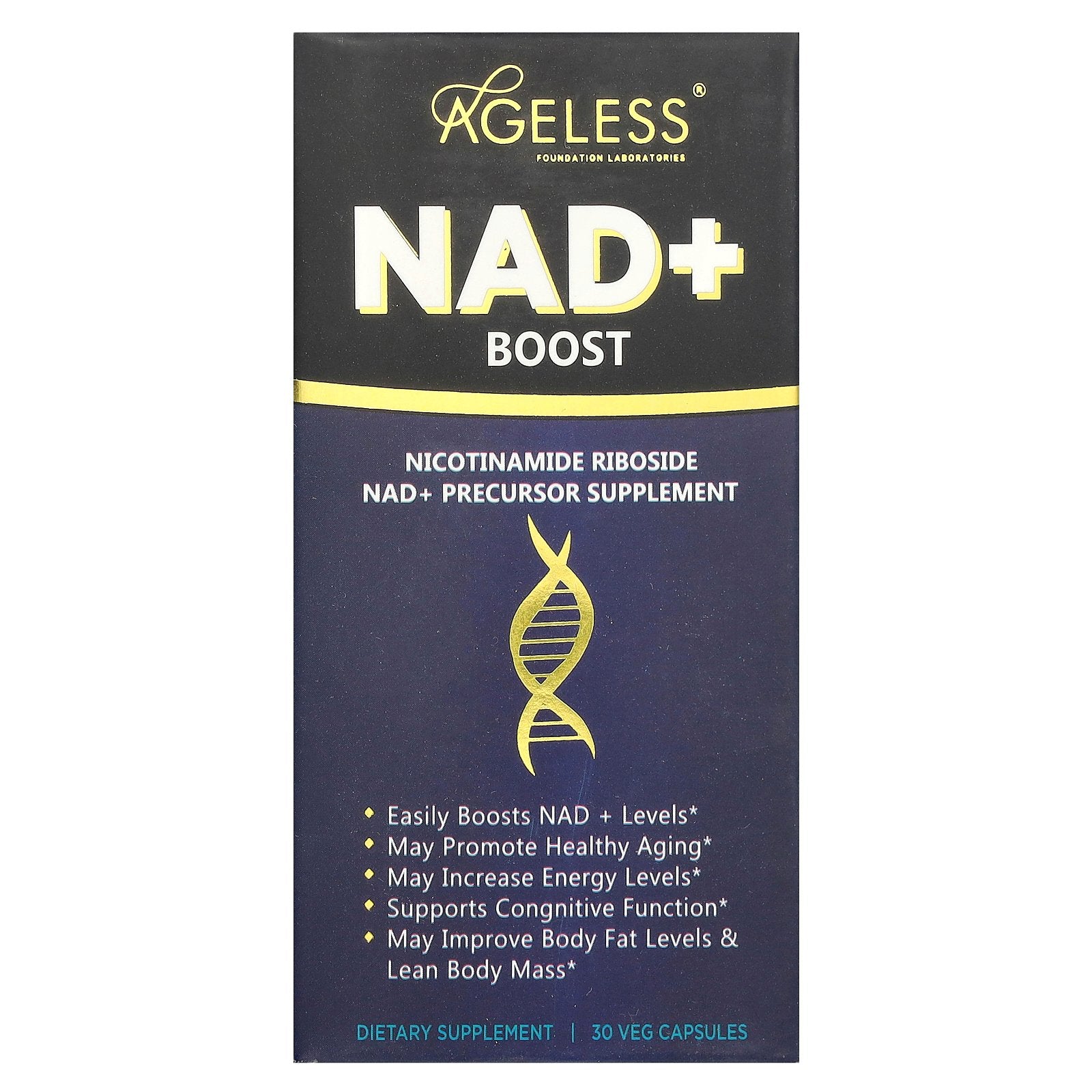Ageless Foundation Laboratories, NAD+ Boost, 30 Veg Capsules