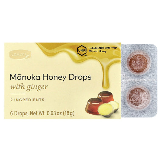 Comvita, Manuka Honey Drops with Ginger, 6 Drops, 0.63 oz (18 g)