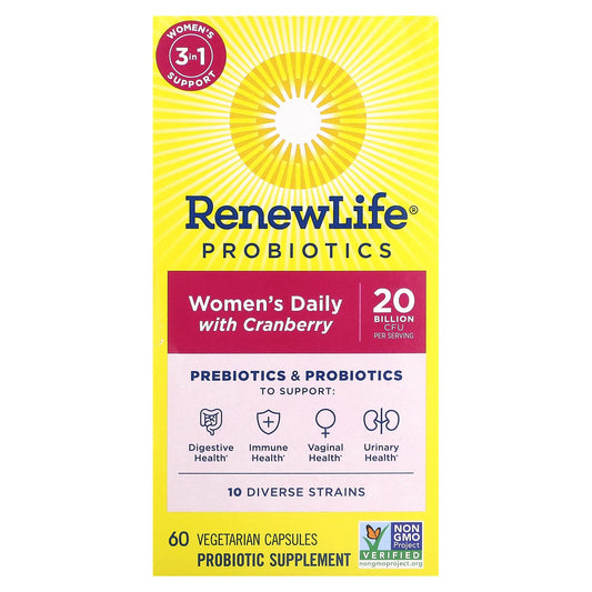 Renew Life, Probiotics, Women's Daily with Cranberry, 20 Billion CFU, 60 Vegetarian Capsules