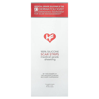 HealFast, 100% Silicone Scar Strips, 5 Reusable Sheets