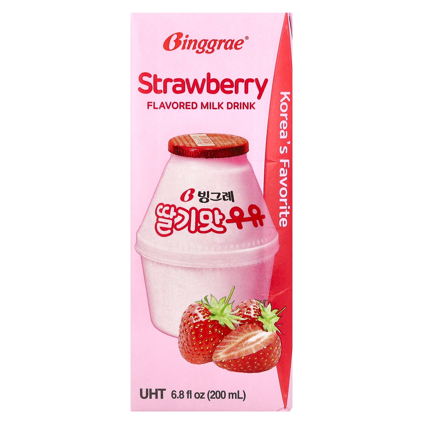 Binggrae, Flavored Milk Drink, Strawberry, 6 Cartons, 6.8 fl oz (200 ml) Each