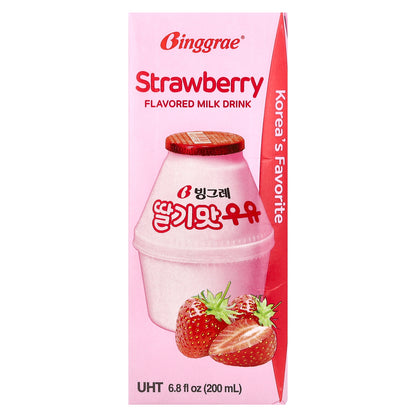 Binggrae, Flavored Milk Drink, Strawberry, 6 Cartons, 6.8 fl oz (200 ml) Each