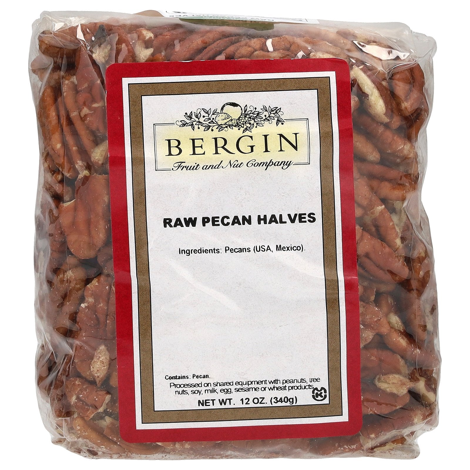 Bergin Fruit and Nut Company, Raw Pecan Halves, 12 oz (340 g)