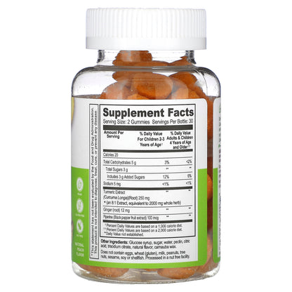 Lifeable, Kids Turmeric Curcumin Gummies, Natural Peach, 60 Gummies