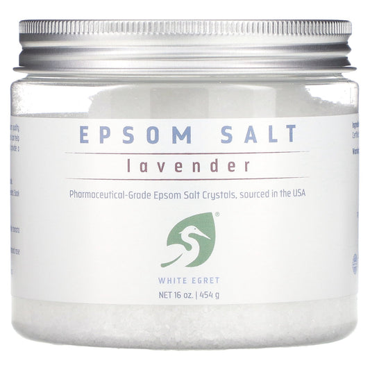 White Egret Personal Care, Epsom Salt, Lavender, 16 oz (454 g)