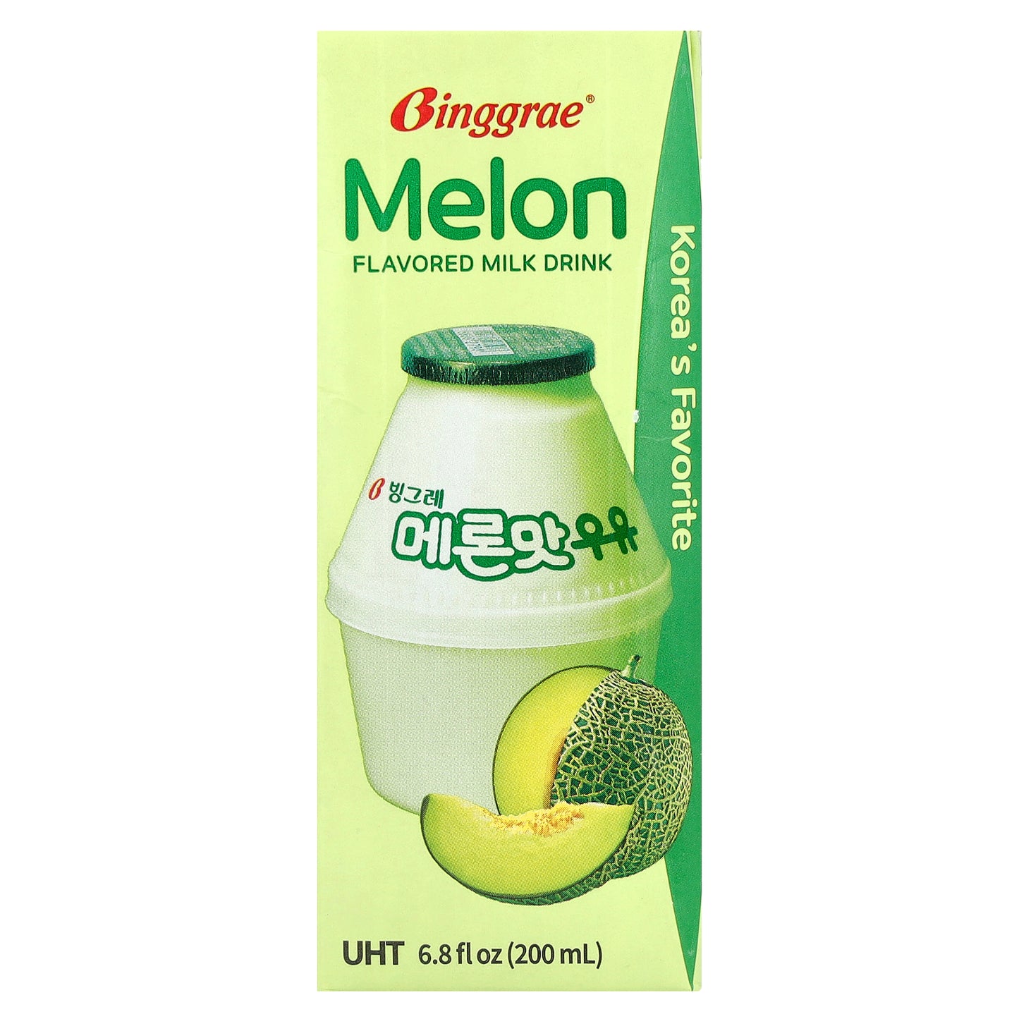 Binggrae, Flavored Milk Drink, Melon , 6 Cartons, 6.8 fl oz (200 ml) Each