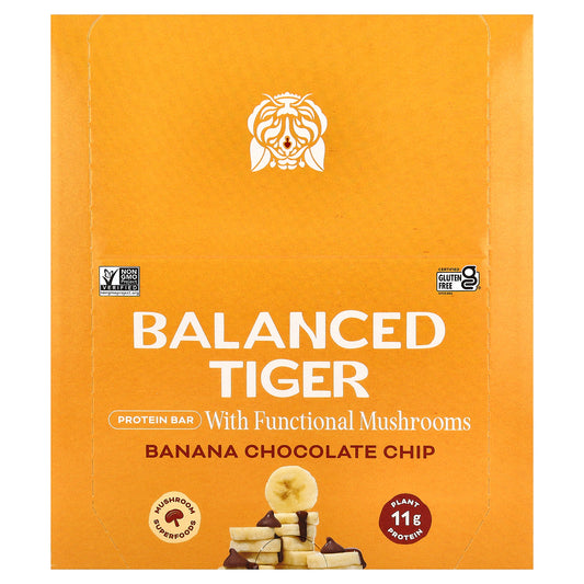 Balanced Tiger, Protein Bar, Banana Chocolate Chip, 12 Bars, 1.55 oz (44 g) Each
