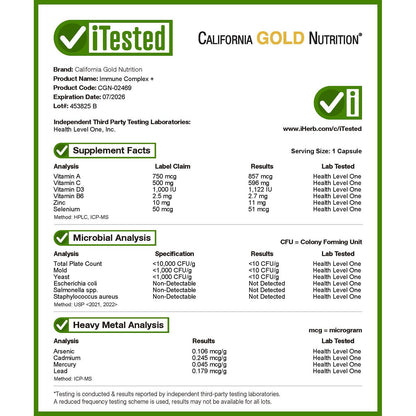 California Gold Nutrition, Immune Complex +, 180 Veggie Capsules