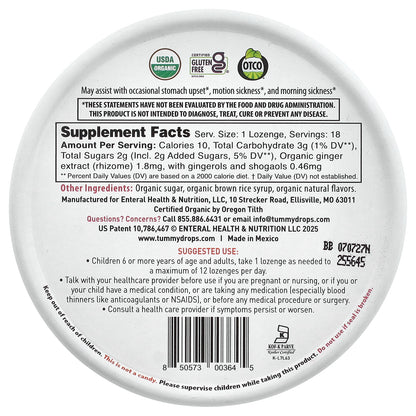 Tummydrops, Organic Drops, Strawberry Ginger , 18 Lozenges