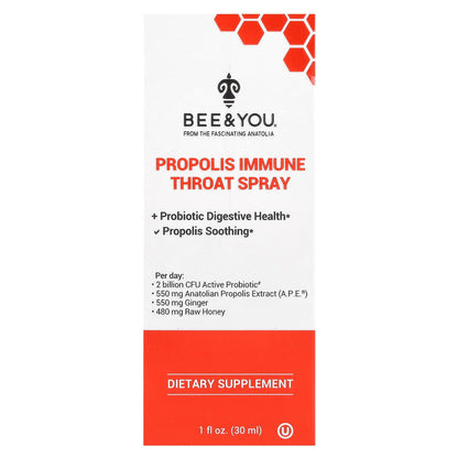 Bee & You, Propolis Immune Throat Spray, 1 fl oz (30 ml)