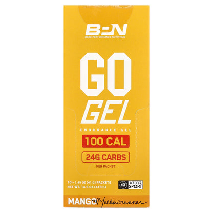 BPN, Go Gel, Endurance Gel, Mango, 10 Packets, 1.45 oz (41 g) Each