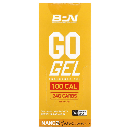 BPN, Go Gel, Endurance Gel, Mango, 10 Packets, 1.45 oz (41 g) Each
