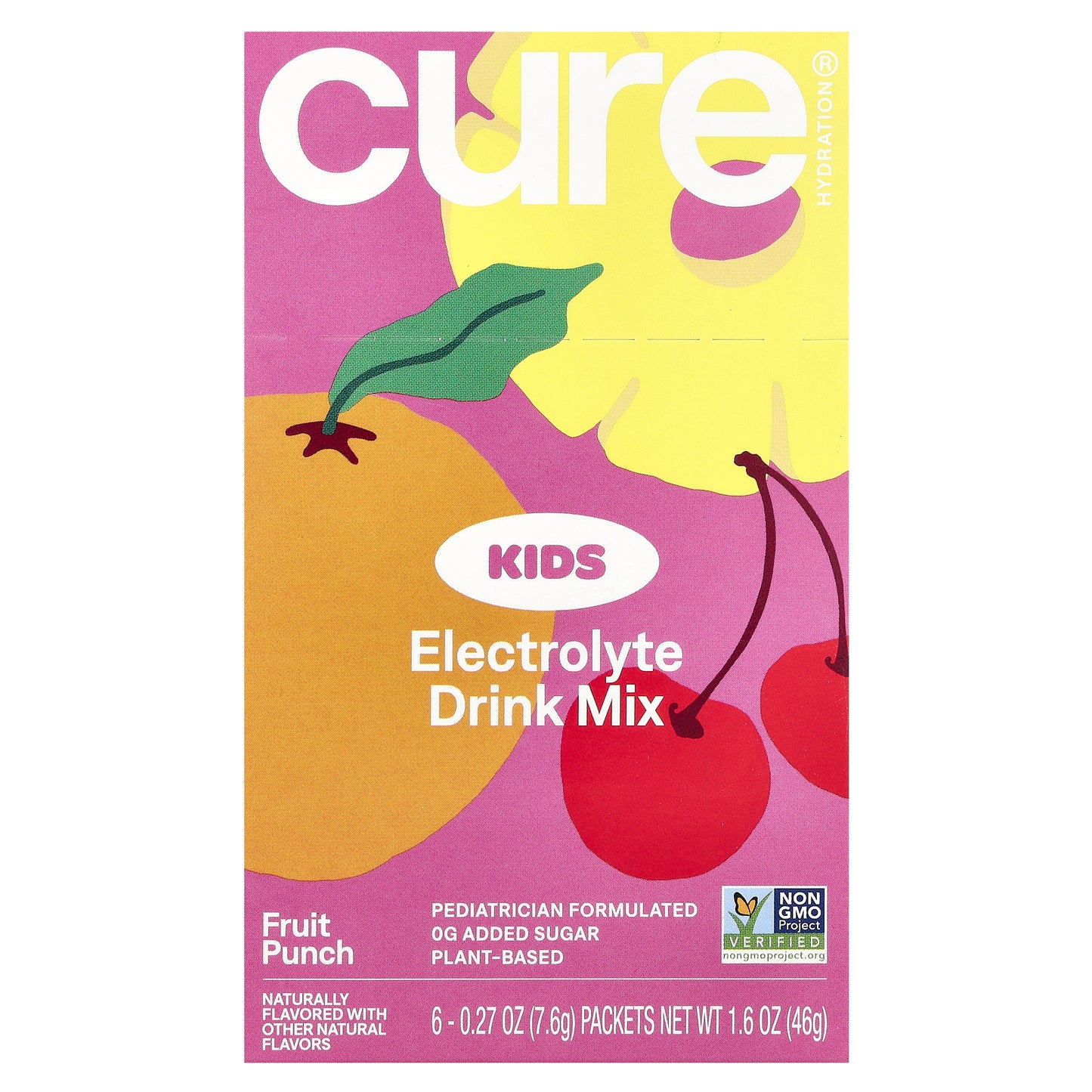 Cure Hydration, Kids, Electrolyte Drink Mix, Fruit Punch, 6 Packets, 0.27 oz (7.6 g) Each