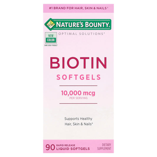 Nature's Bounty, Optimal Solutions®, Biotin Softgels, 10,000 mcg, 90 Rapid Release Liquid Softgels