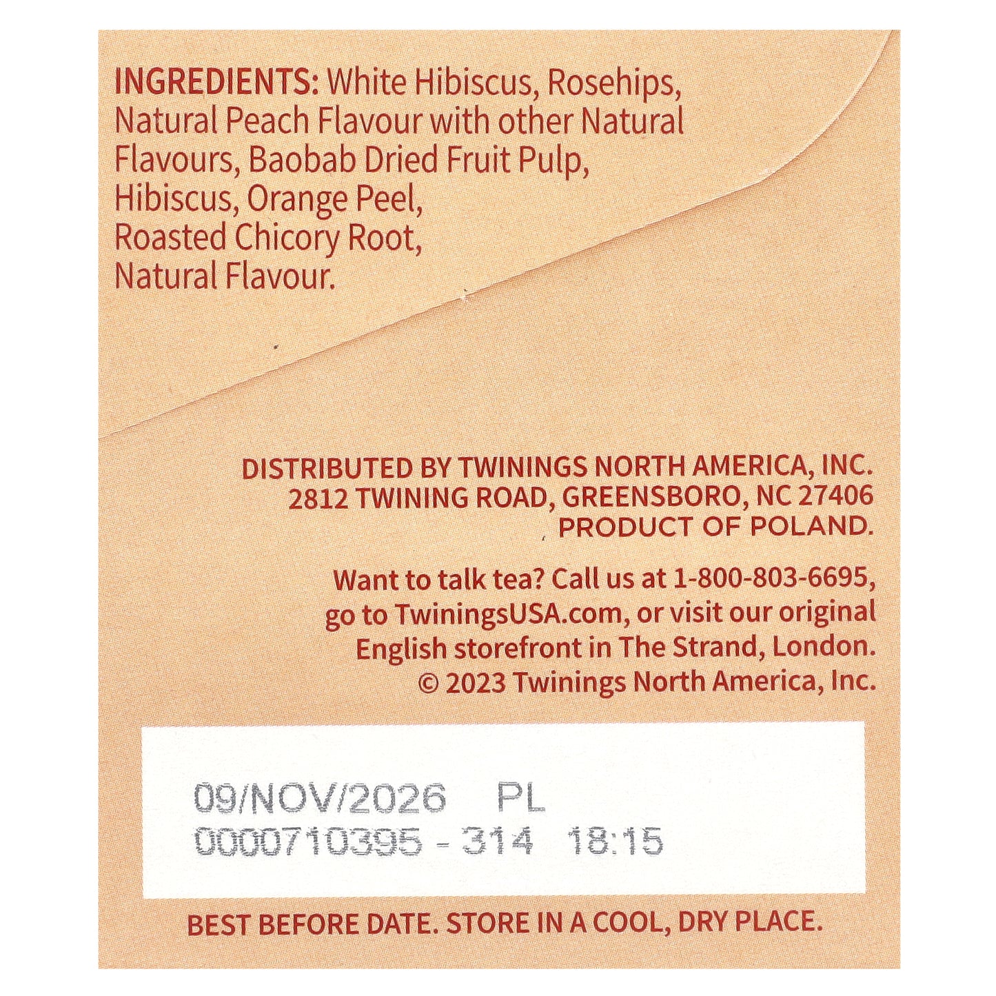 Twinings, Flavored Herbal Tea, Peach & Orange, Caffeine-Free, 20 Tea Bags, 1.76 oz (50 g)